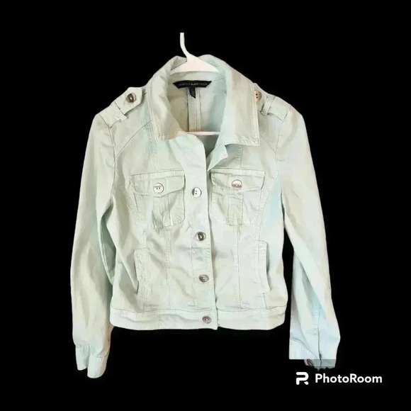 White House Black Market Jacket Mint Green Casual Jean Jacket Size 4 - Picture 11 of 11